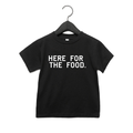 Here For The Food kids graphic tee in black and white