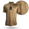 Antler Club tan golf polo with performance moisture-wicking fabric.