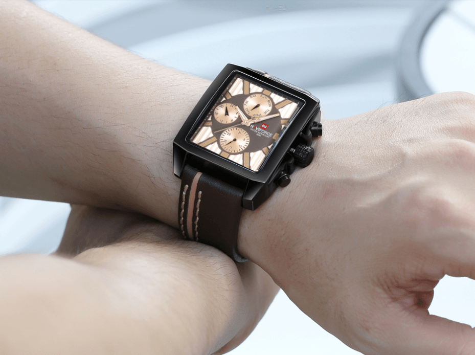 Men's Retro Waterproof Chronograph Watch with Genuine Leather Strap