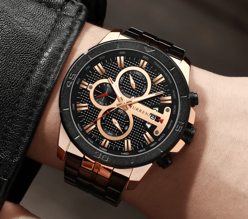 Men's Waterproof Chronograph Luxury Watch with Hardlex Dial