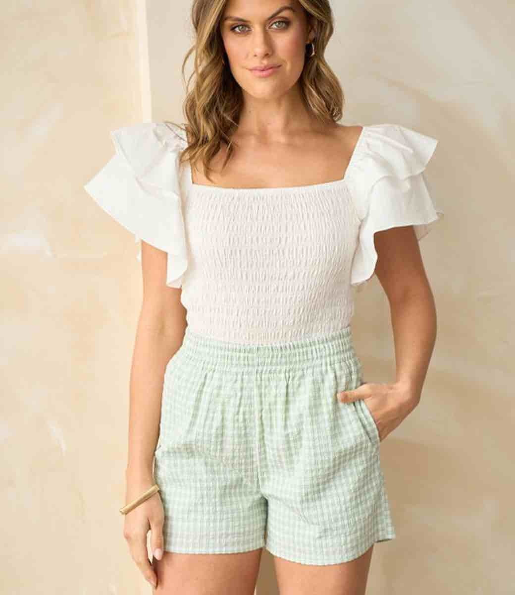 Phoenix Checkered Shorts in Mint