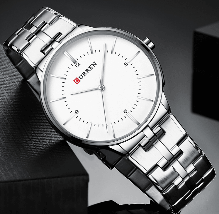 Men's Slim Waterproof Watch with Shining Link Bracelet