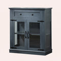 Modern Glass Door Cabinet with Adjustable Shelves, Compact Storage