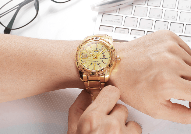 Men's Waterproof Chronograph Watch with Date Display - Modern Metal