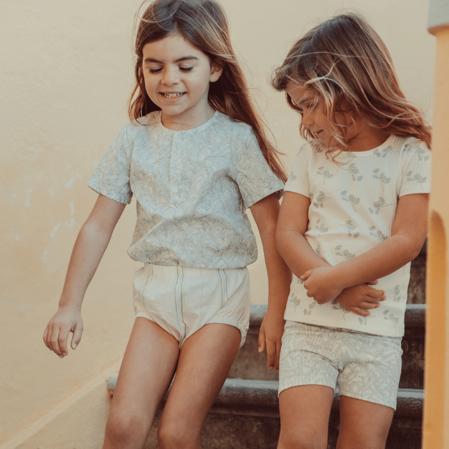 Woven Bloomer in Mist Stripe - Classic Cotton Kids Clothing