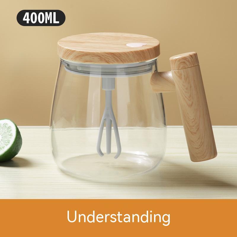 400ML Electric Self-Stirring Glass Coffee Mug for Fast Mixing