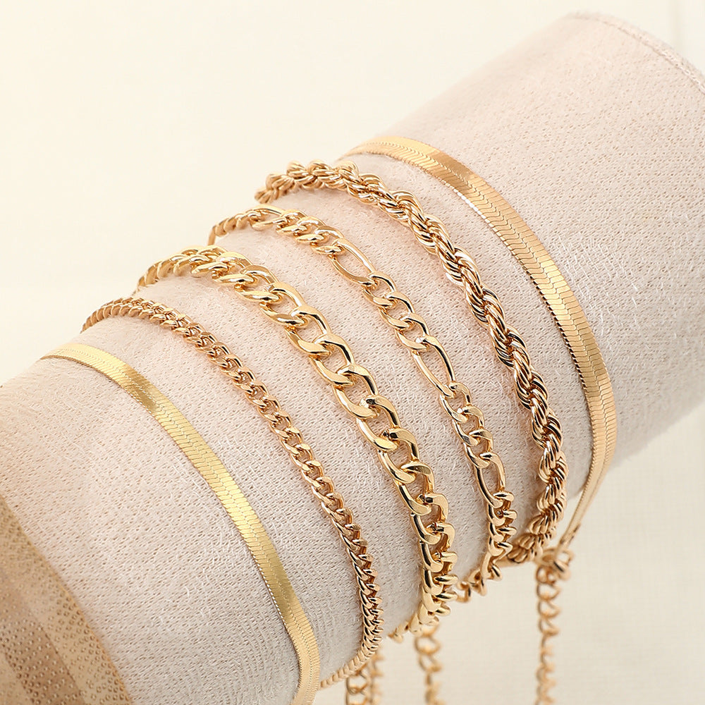 Bracelet Fashion 6-piece Chain Set Metal Chain
