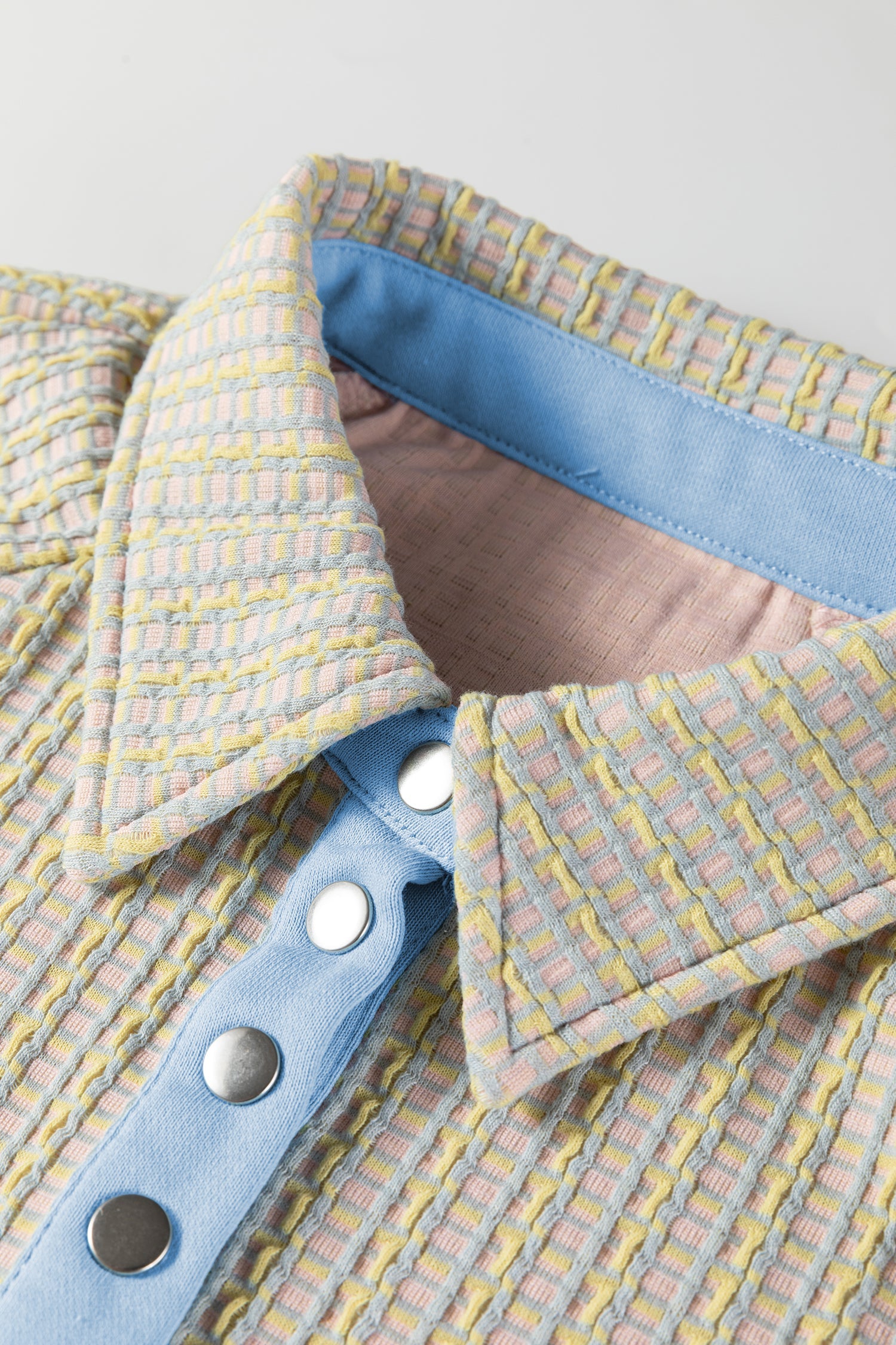 Beau Blue Button Front Jacquard Henley Sweatshirt