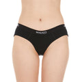 Women wearing minimalist black Woolverino microweight bikini briefs in a sporty, fitted style.