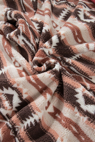 Deep Rose Geometric Print Jacket with Corduroy Trim