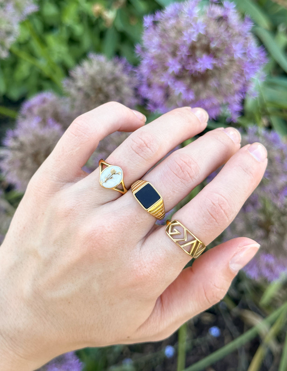 Wildflower Signet Ring - Delicate Floral Band Jewelry - Image 3