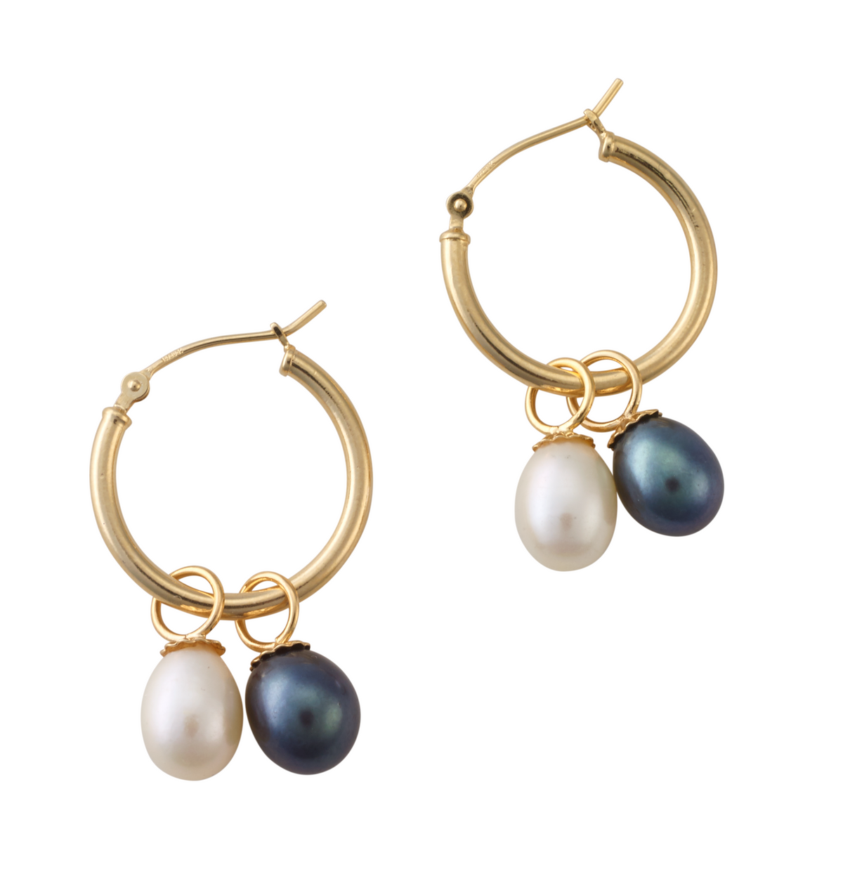 Double Pearl Hoop Earrings in Sterling Silver or Gold - Image 4