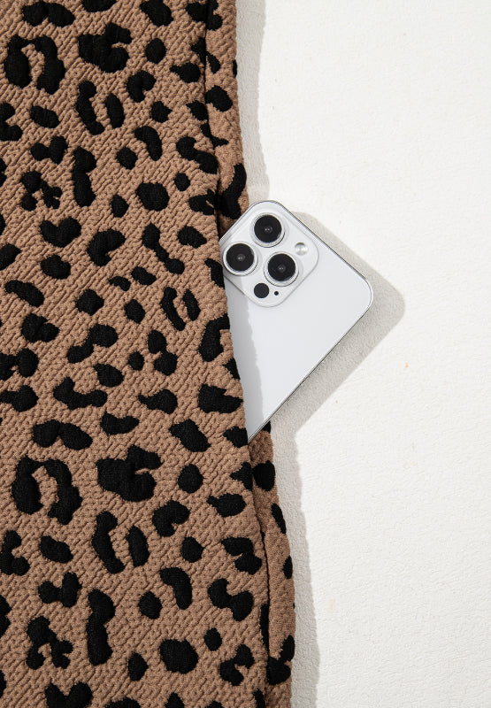 Leopard Print Sleeveless Mini Dress Tan and Black Summer Dress