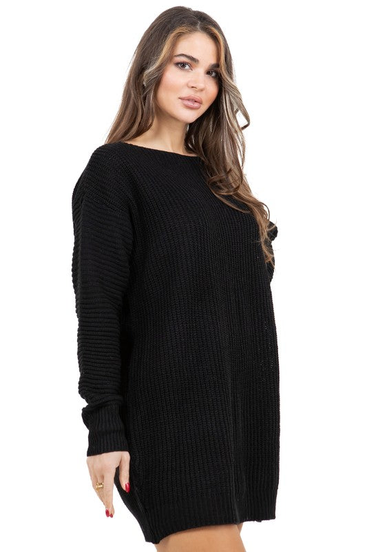 Women's Fashion Sweater Dress Knit Long Sleeve Casual Dress