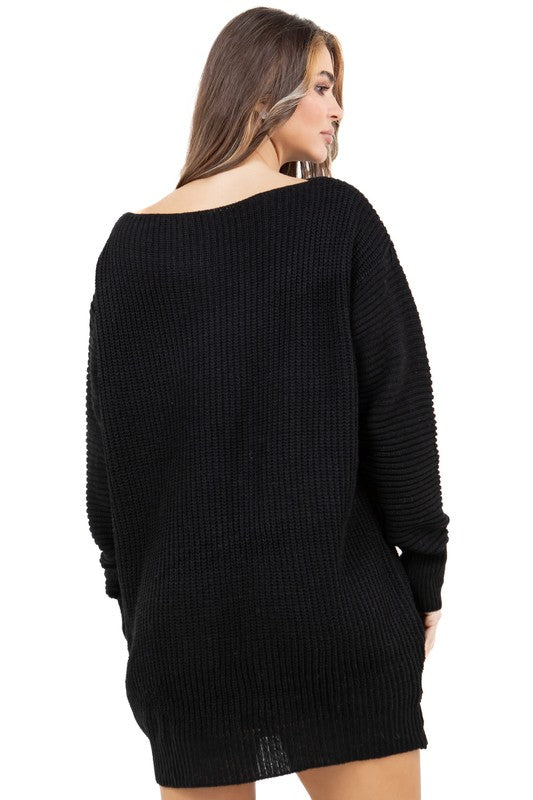 Women's Fashion Sweater Dress Knit Long Sleeve Casual Dress