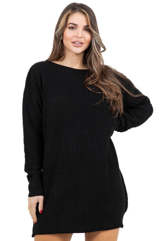 Women's Fashion Sweater Dress Knit Long Sleeve Casual Dress