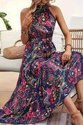 Floral Sleeveless Bohemian Maxi Dress for Summer Vacation