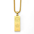 Gold Bar Hip Hop Necklace Pendant