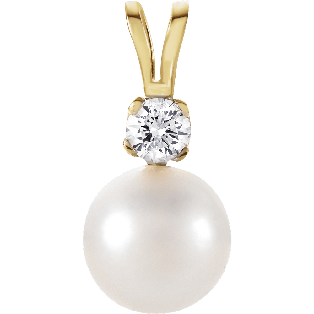 Amélie pearl and 1/6 CT diamond pendant set in gold and white metal