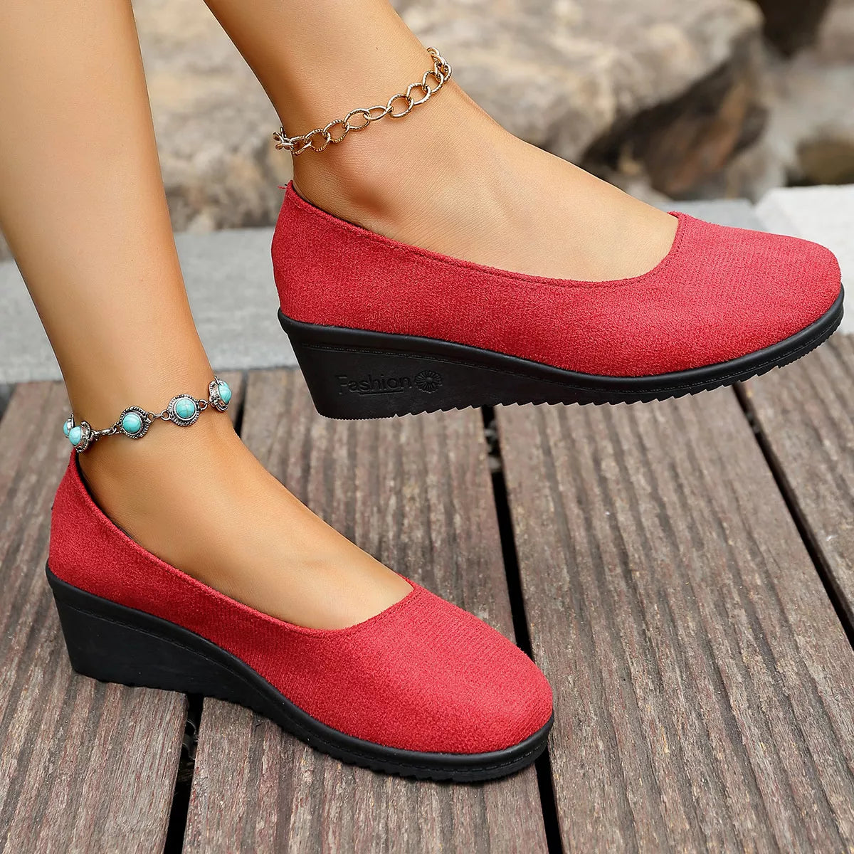 Wedge Heel Slip-On Loafers