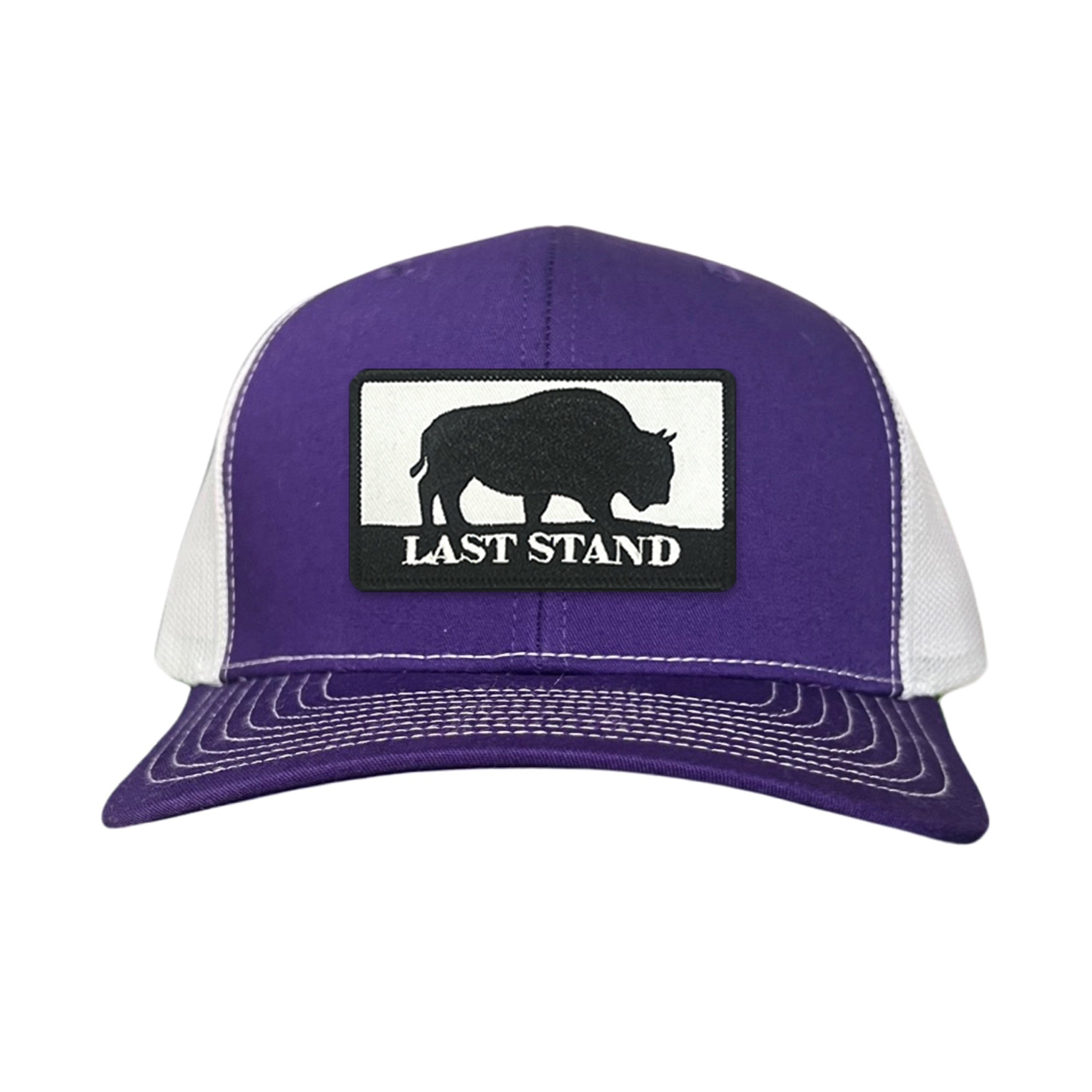 Last Stand Original Bison Logo Mesh Snapback Cap - Black and White