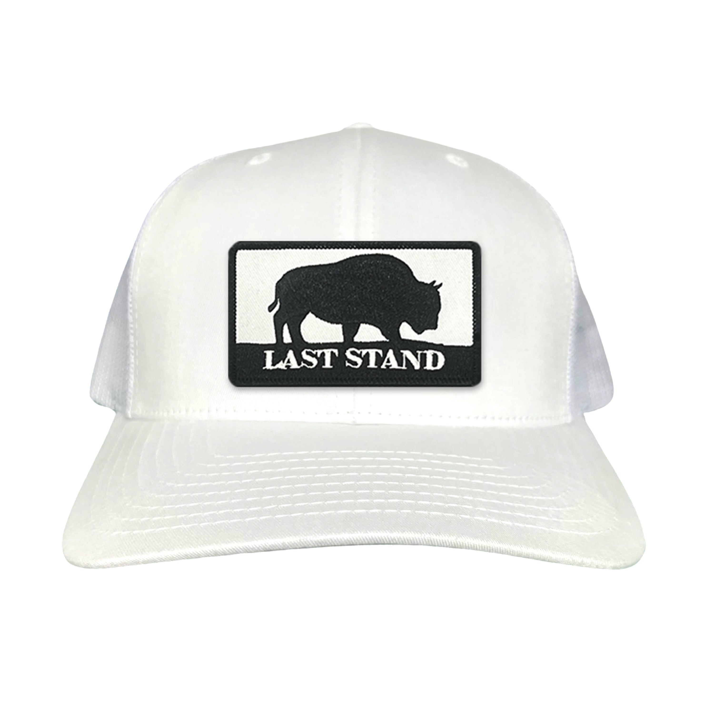 Last Stand Original Bison Logo Mesh Snapback Cap - Black and White