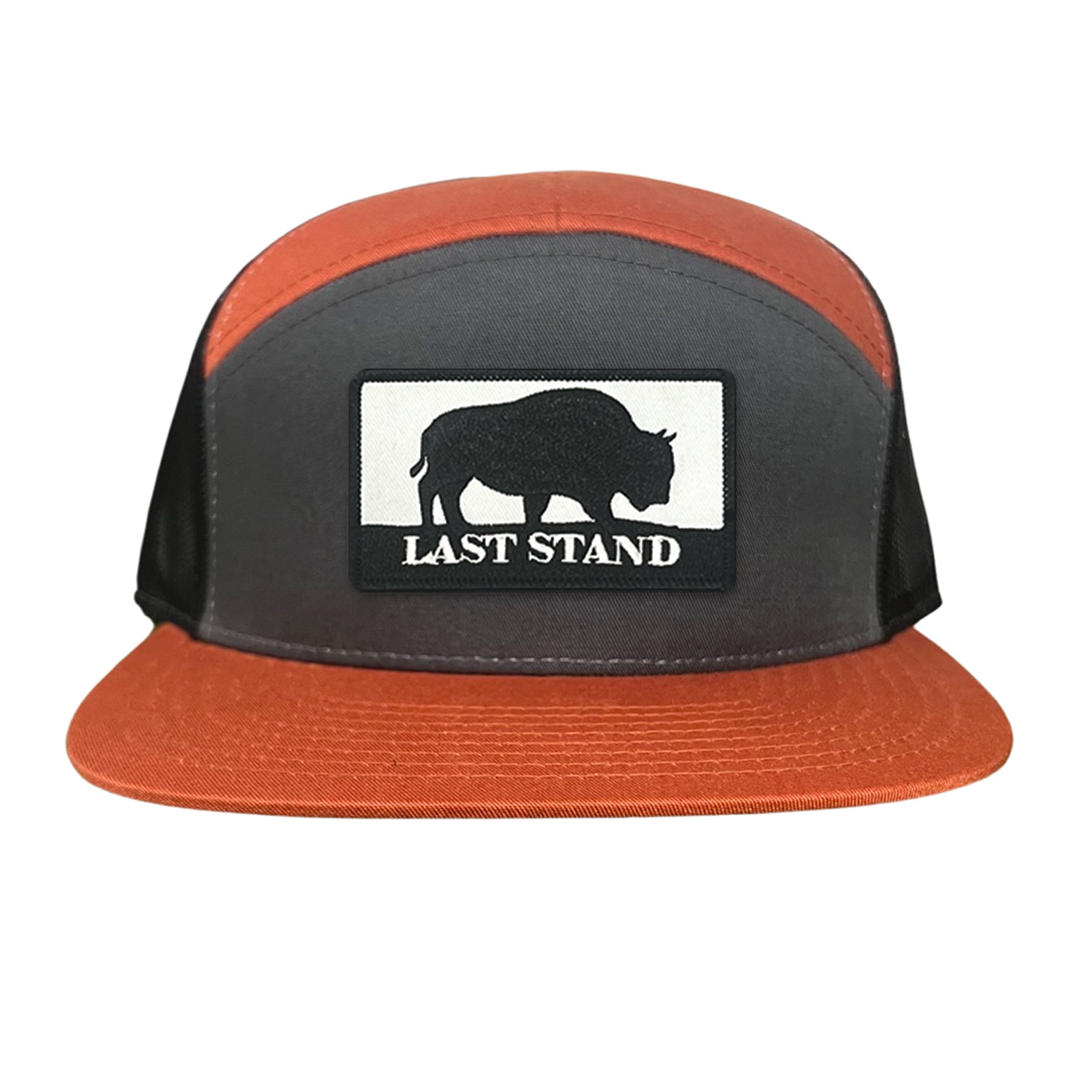 Last Stand Original Bison Logo Mesh Snapback Cap - Black and White