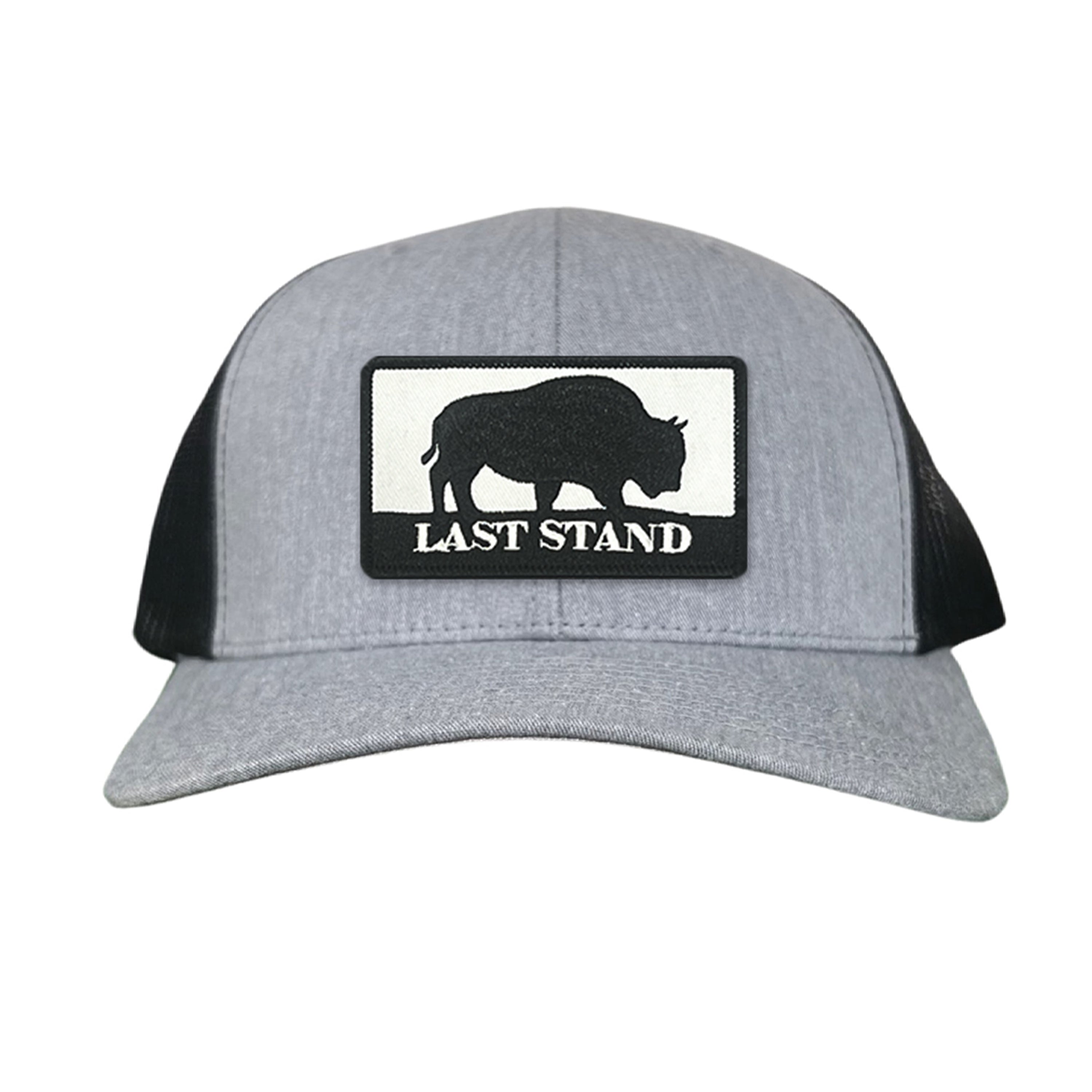 Last Stand Original Bison Logo Mesh Snapback Cap - Black and White