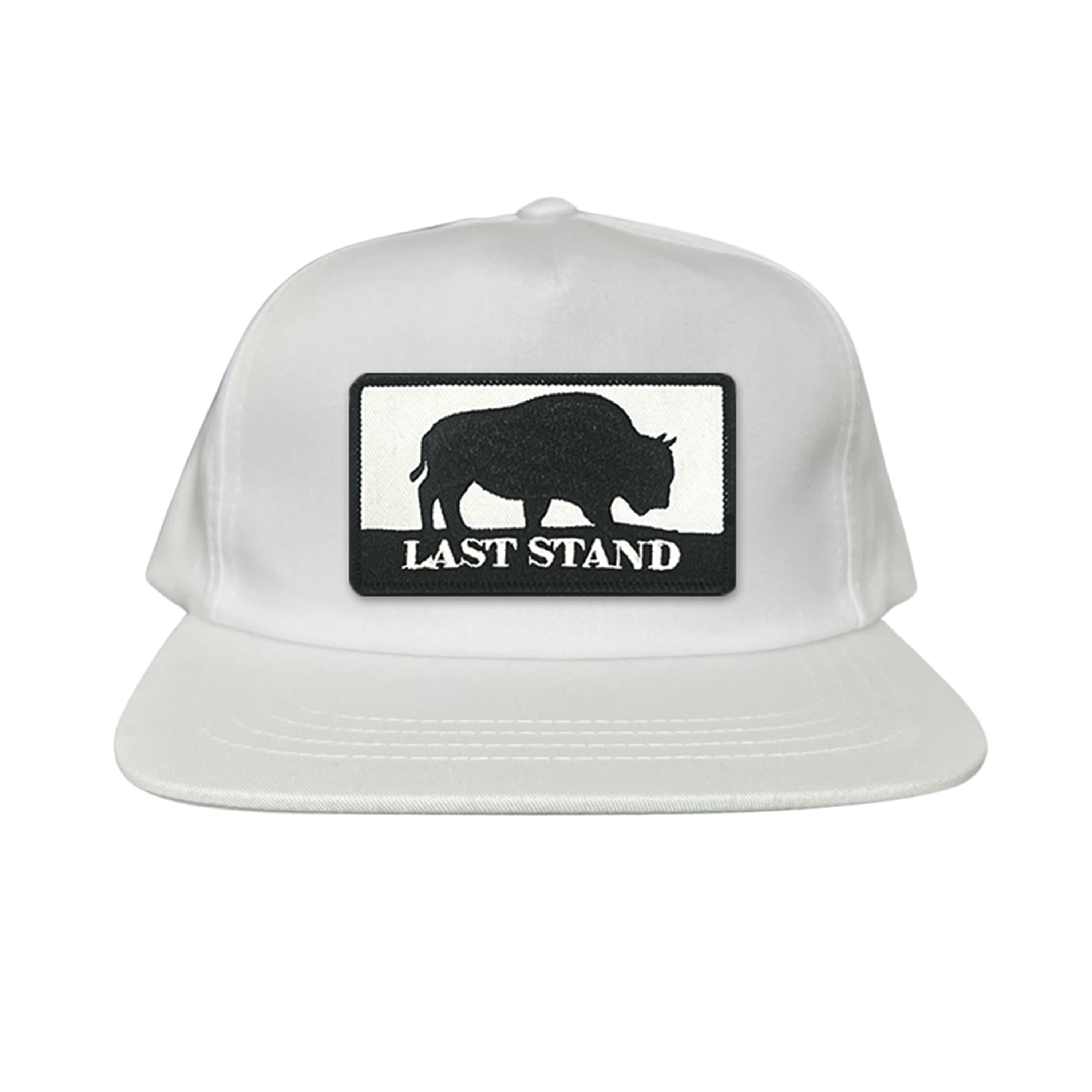 Last Stand Original Bison Logo Mesh Snapback Cap - Black and White