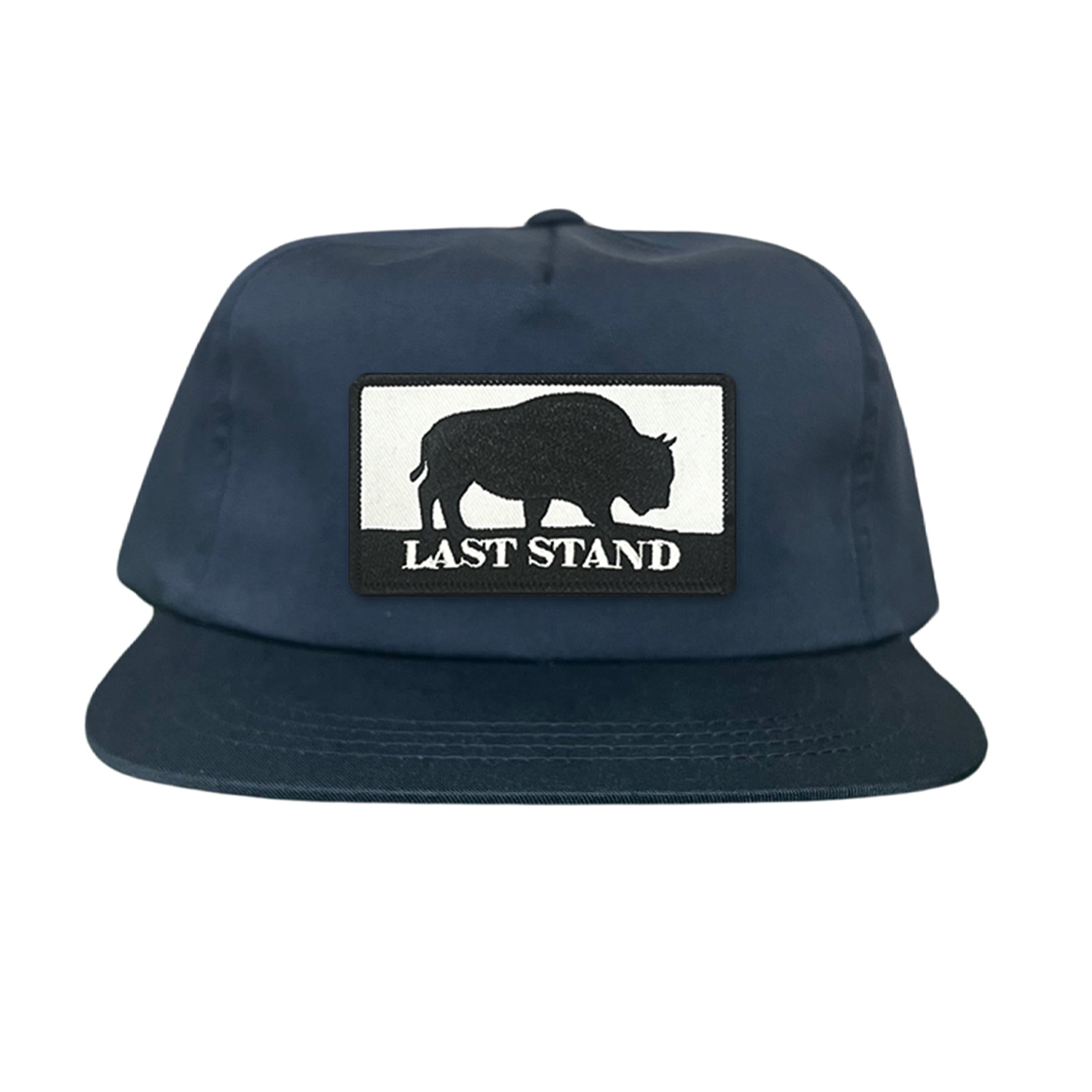Last Stand Original Bison Logo Mesh Snapback Cap - Black and White