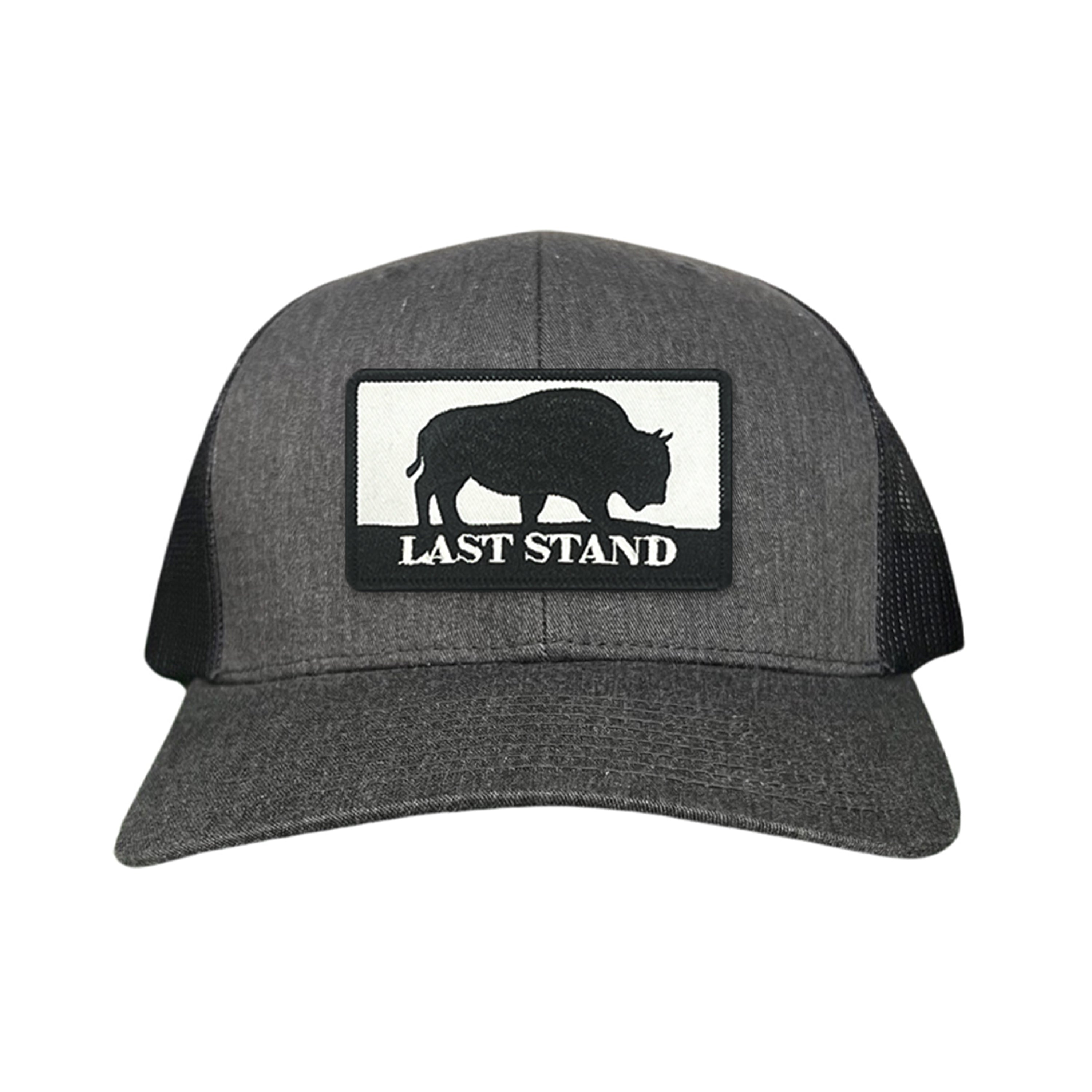 Last Stand Original Bison Logo Mesh Snapback Cap - Black and White