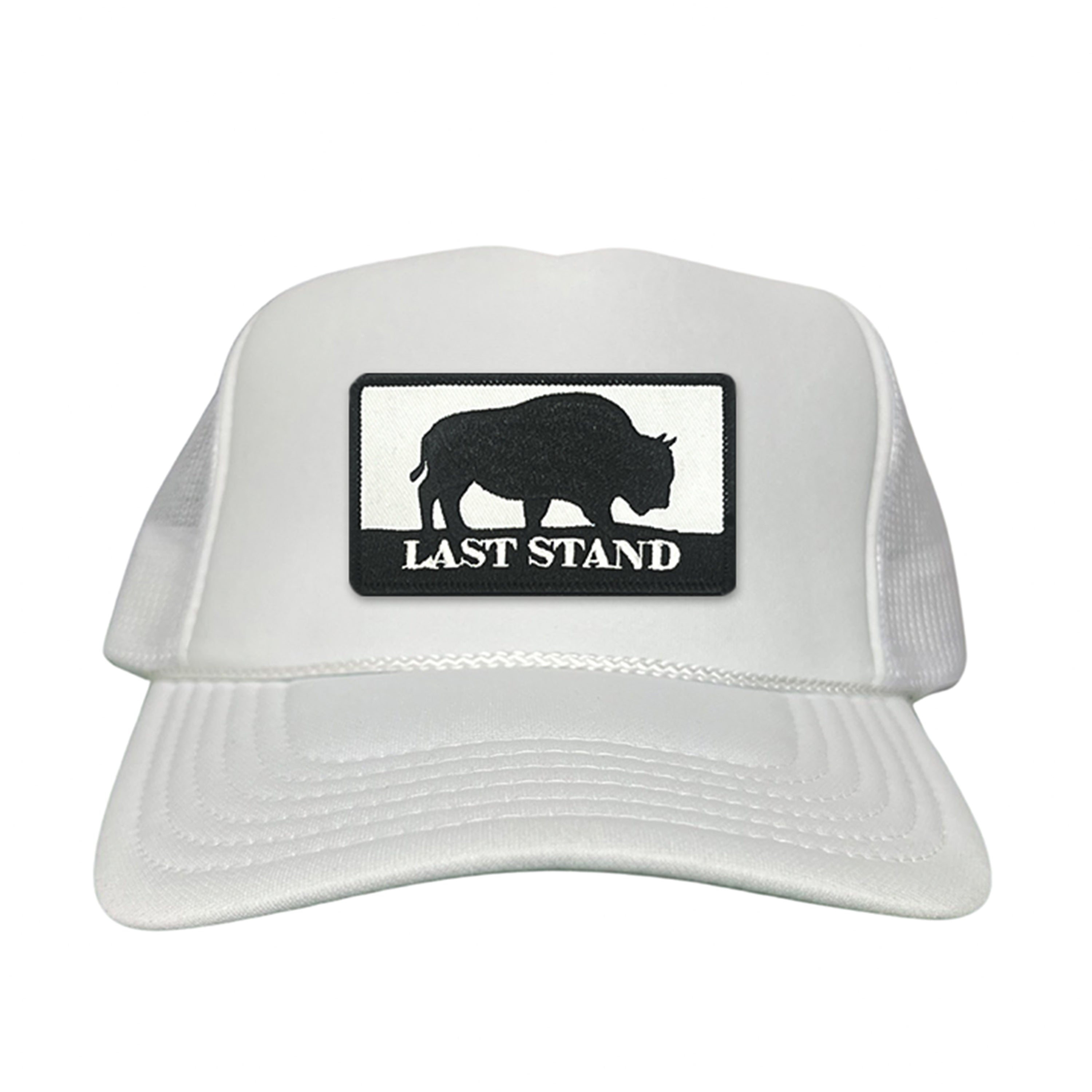 Last Stand Original Bison Logo Mesh Snapback Cap - Black and White