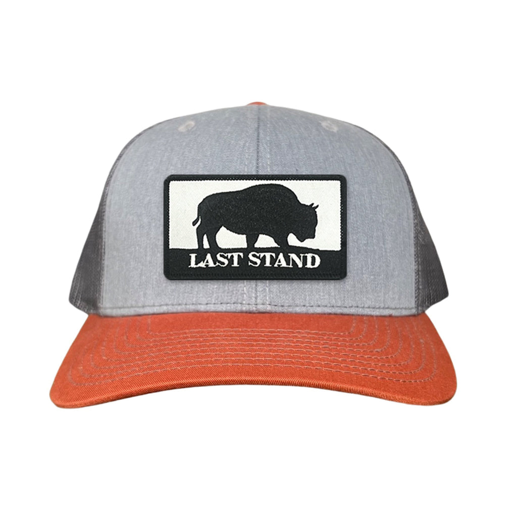 Last Stand Original Bison Logo Mesh Snapback Cap - Black and White