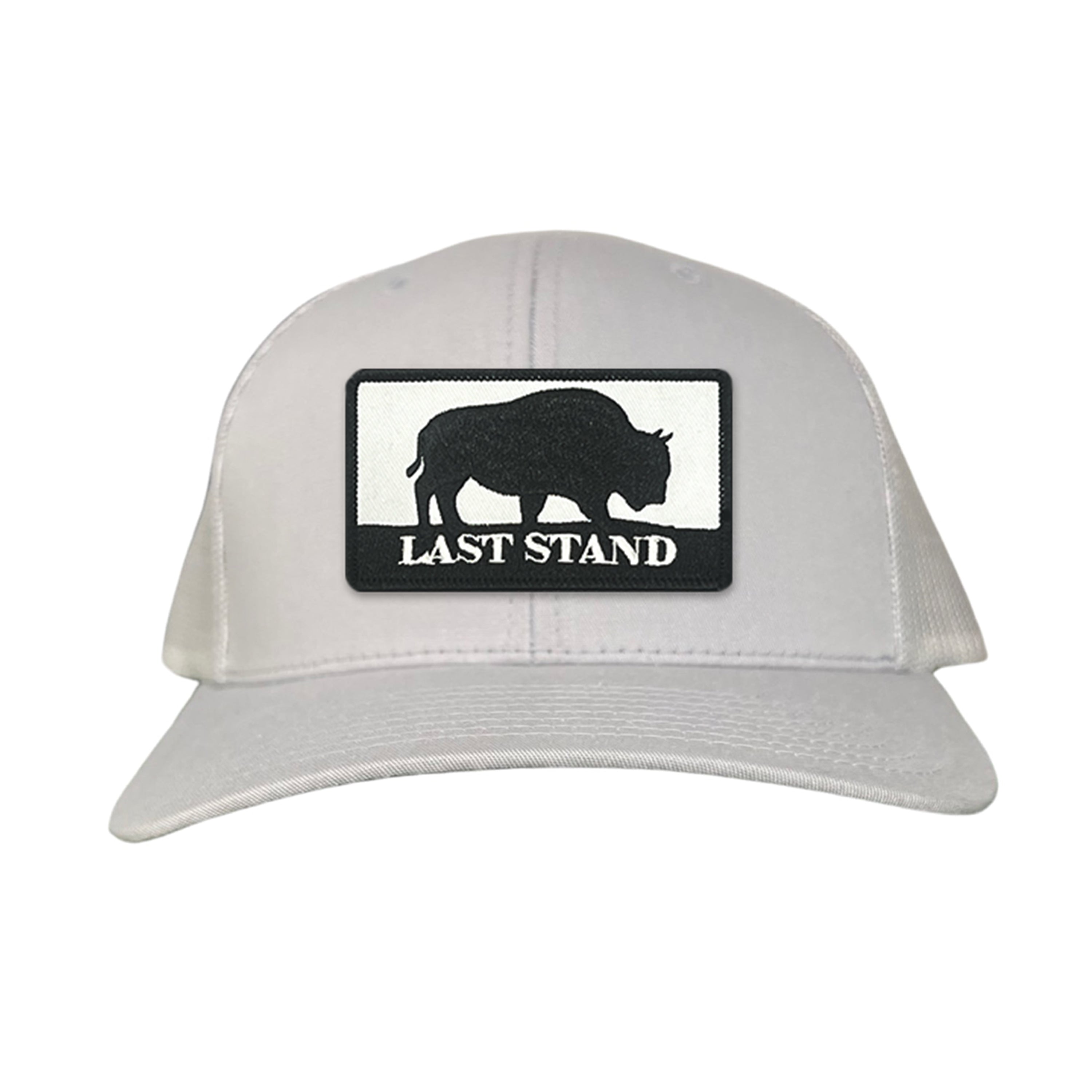 Last Stand Original Bison Logo Mesh Snapback Cap - Black and White