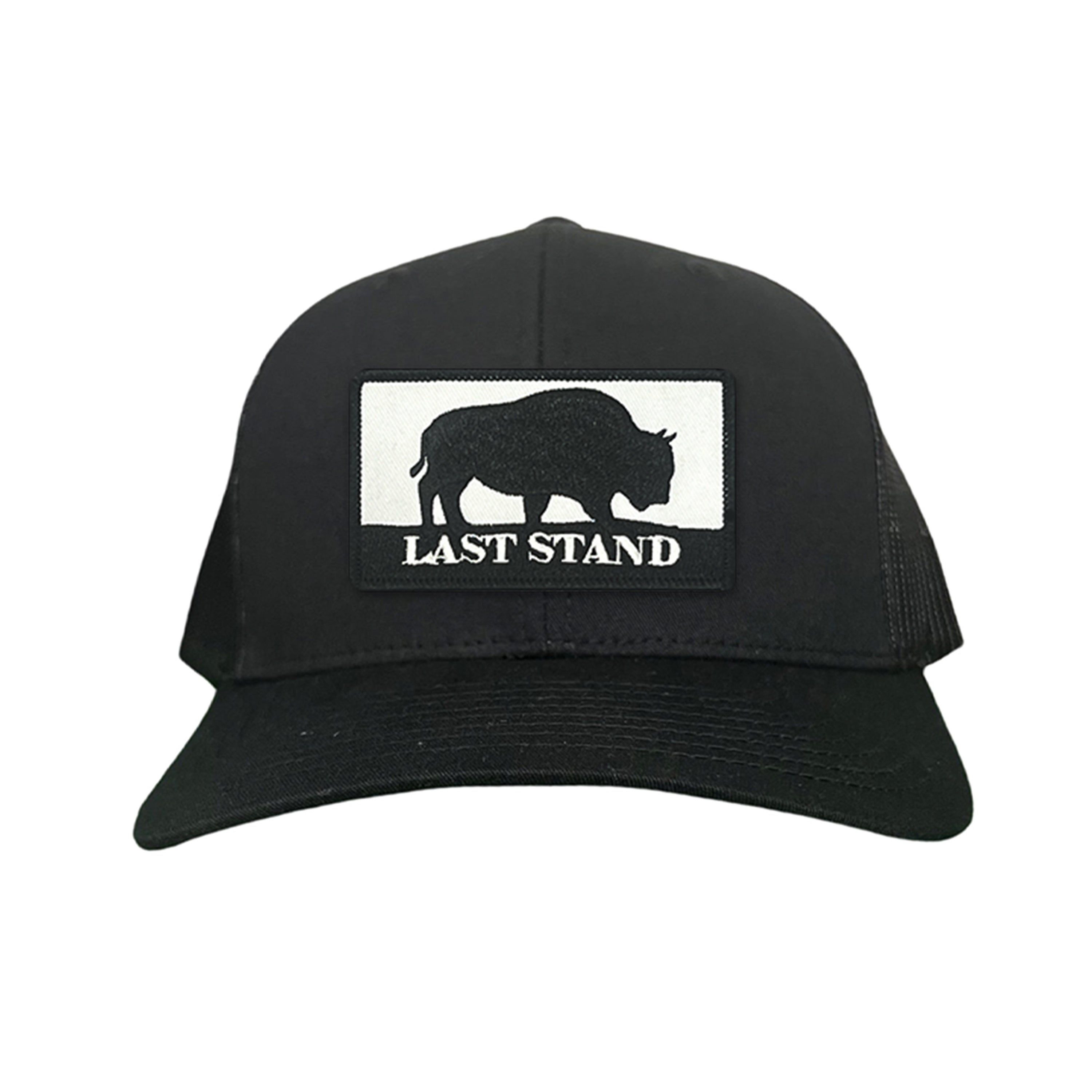 Last Stand Original Bison Logo Mesh Snapback Cap - Black and White