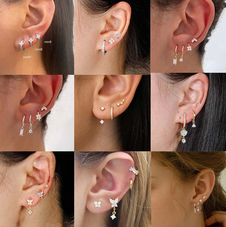 Copper Stud Earrings With Diamond Inlay