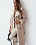 Women’s Double-Breasted Faux Leather Trench Coat with Sherpa Lining - Image 4