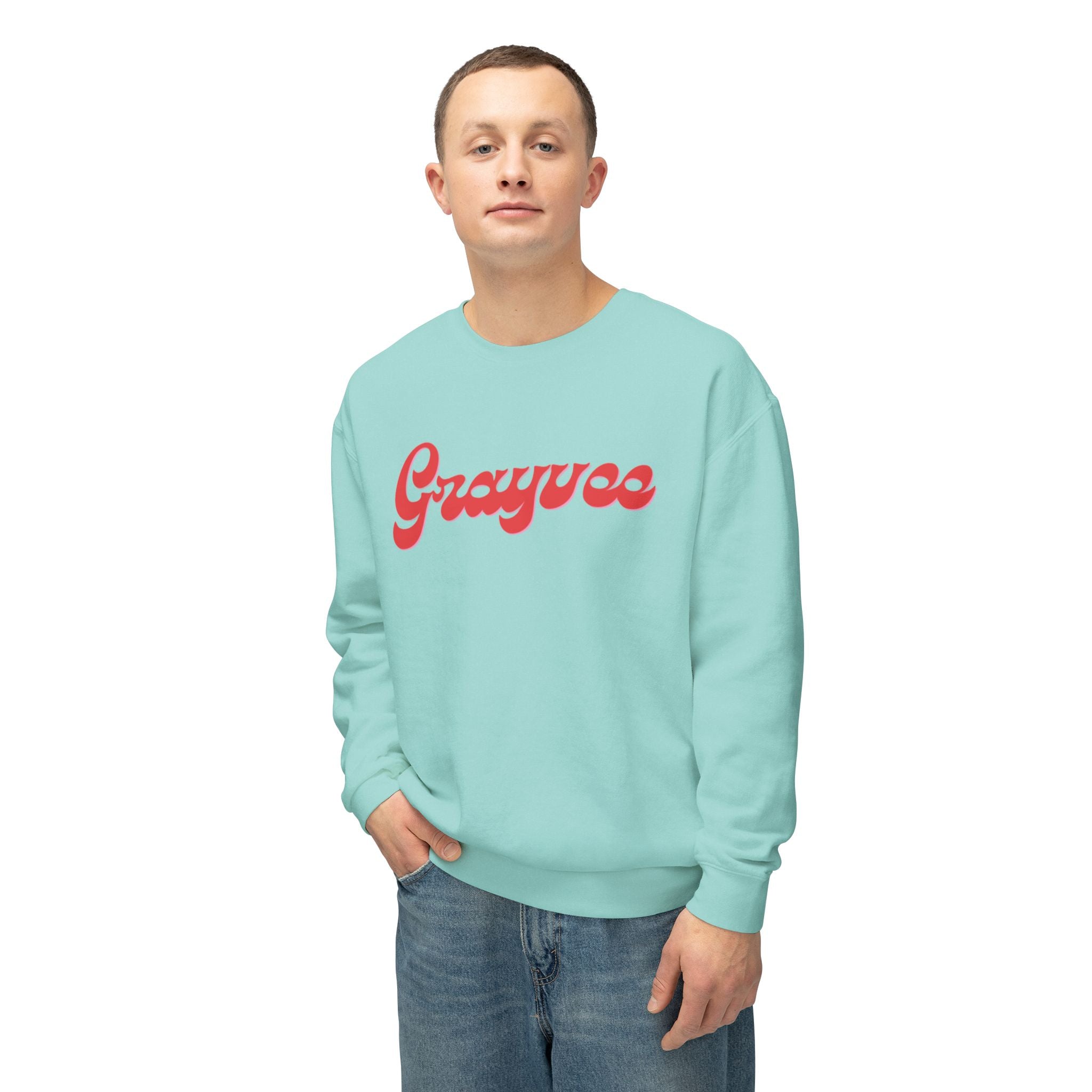 Unisex Lightweight Crewneck Sweatshirt in Charcoal and Cream
