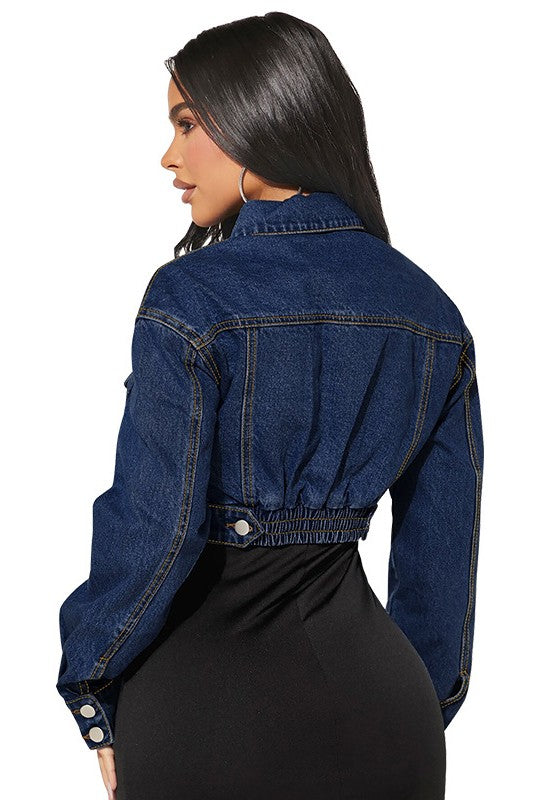 Women's Cropped Denim Jacket Classic Button Down Jean Outerwear