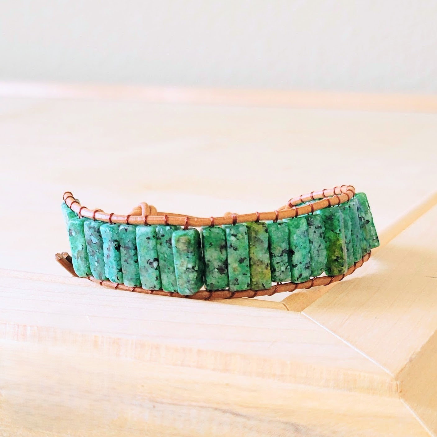 Woven African Turquoise Beaded Bracelet