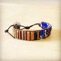 Woven Picasso Jasper & Lapis Beaded Bracelet