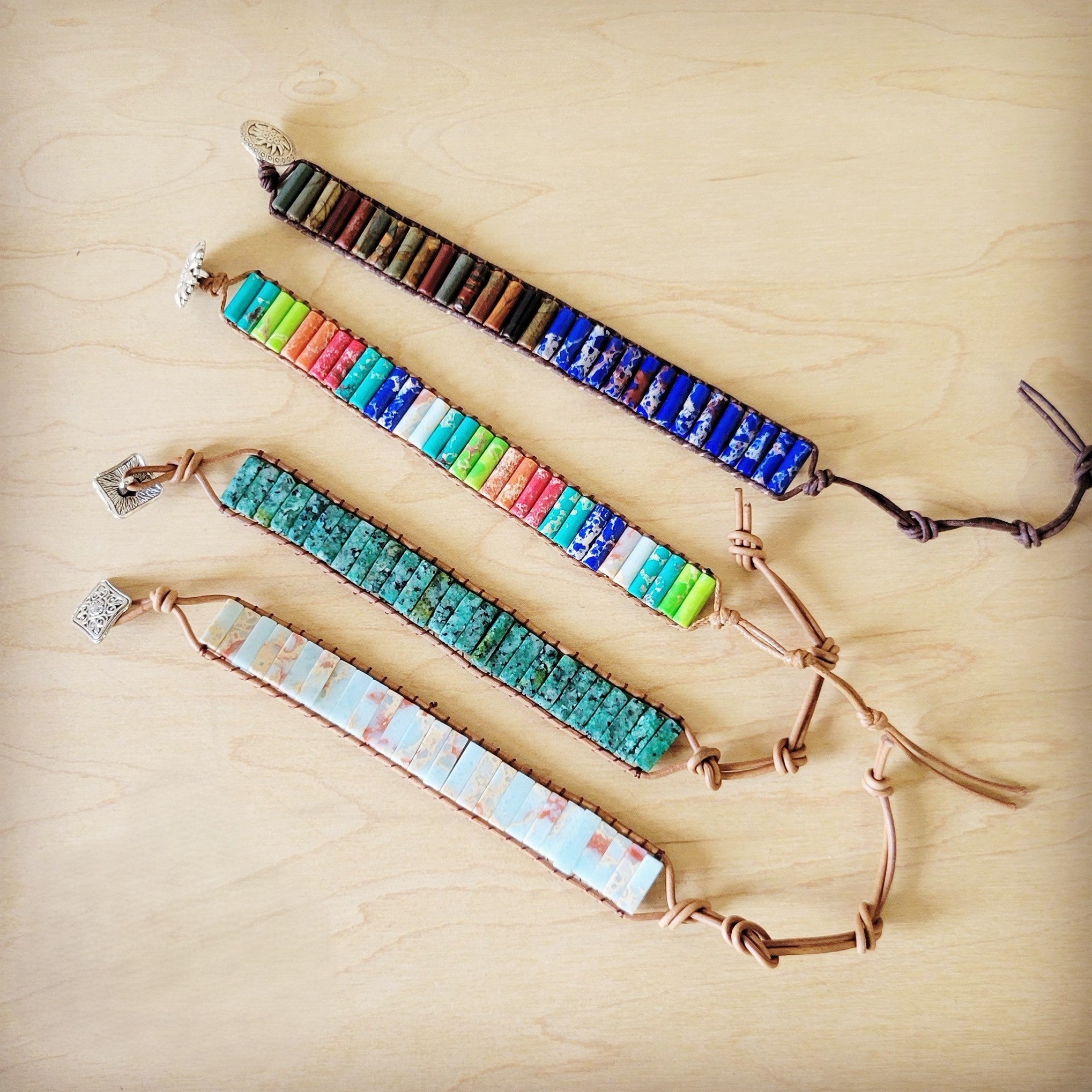 Woven Regalite Beaded Bracelet - Turquoise