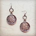 Copper Buffalo Head Earrings - Handmade