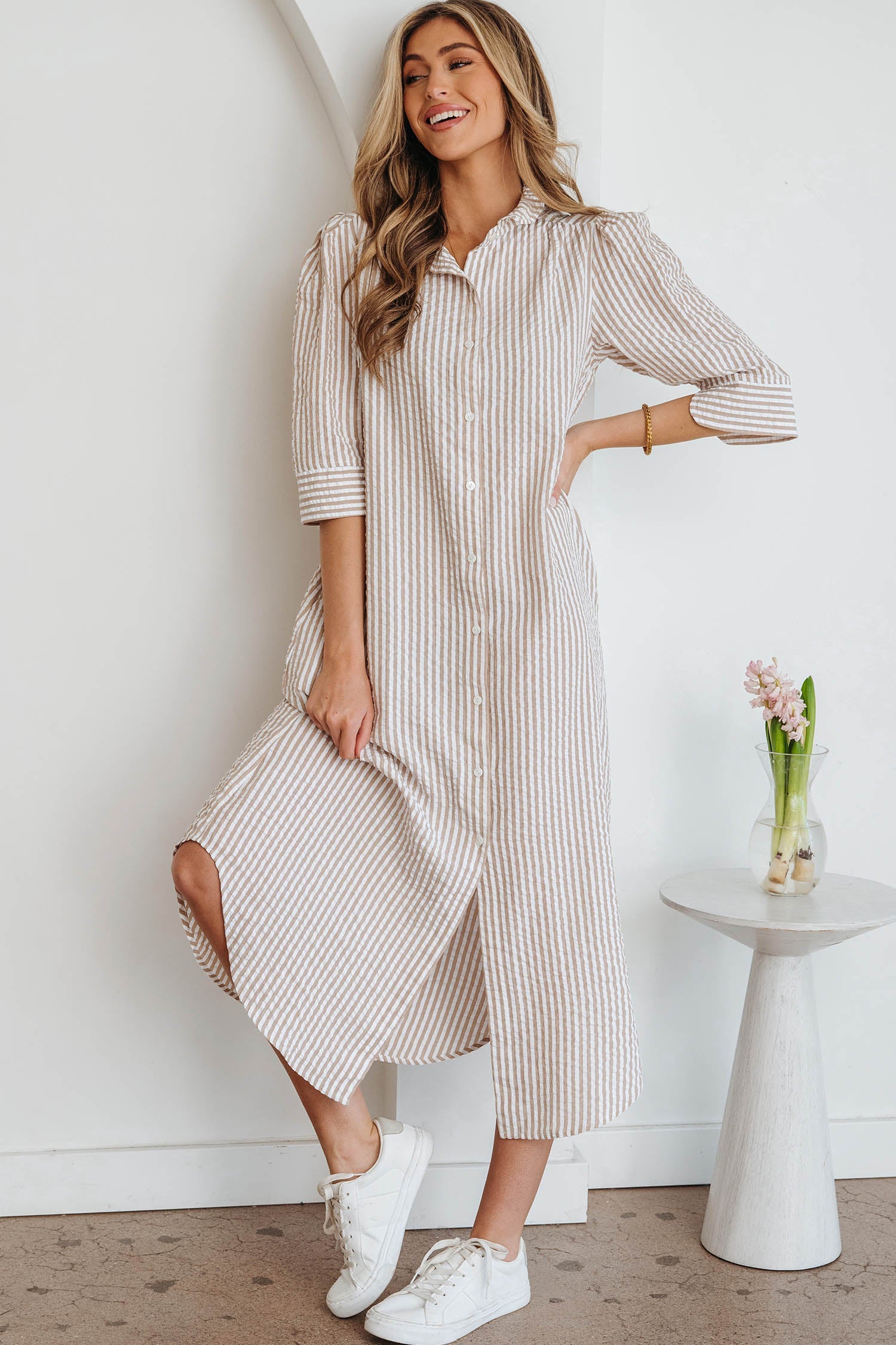 Winona Collar Half Sleeve Shirt Dress for Effortless Chic