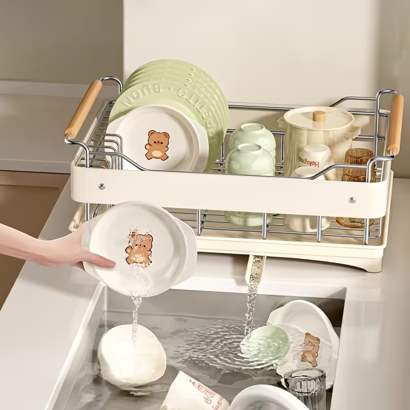 Stainless Steel Dish Drying Rack with Utensil Holder