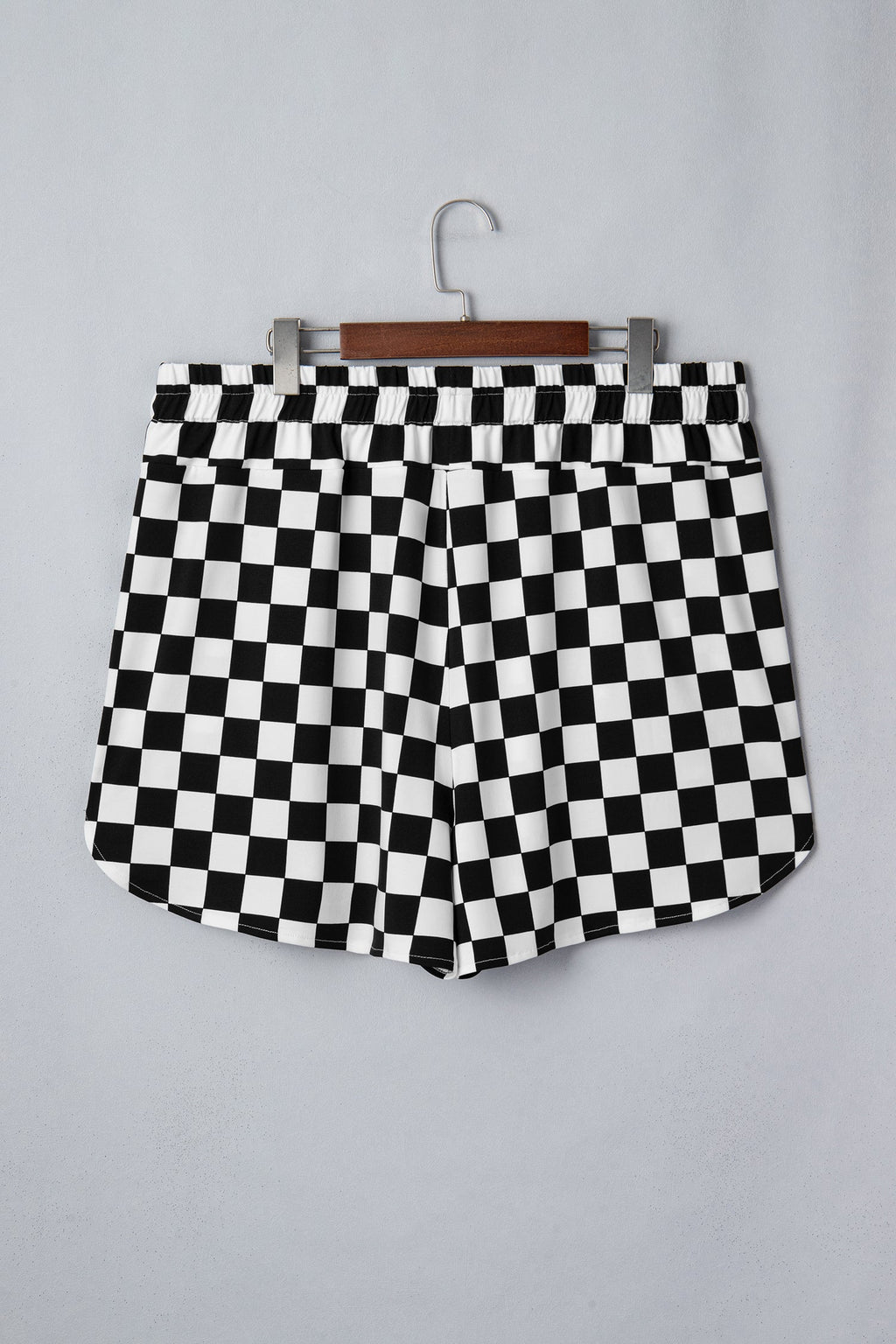 Checkerboard Athleisure Shorts Women's High-Waisted Sporty Bottoms