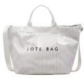White Pinstripe Waterproof Tote Bag