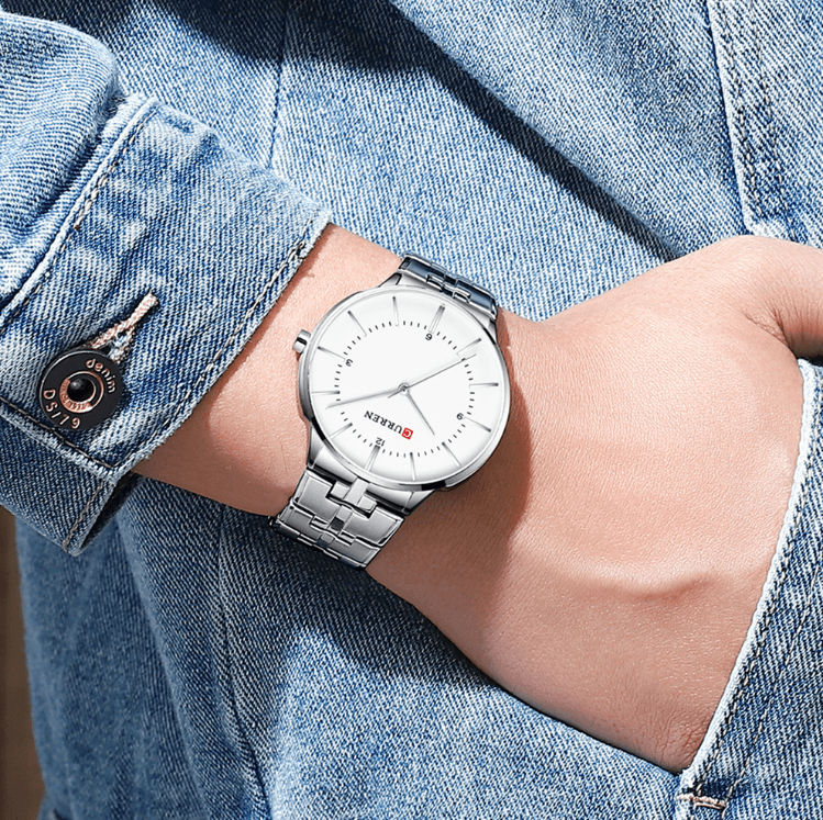 Men's Slim Waterproof Watch with Shining Link Bracelet