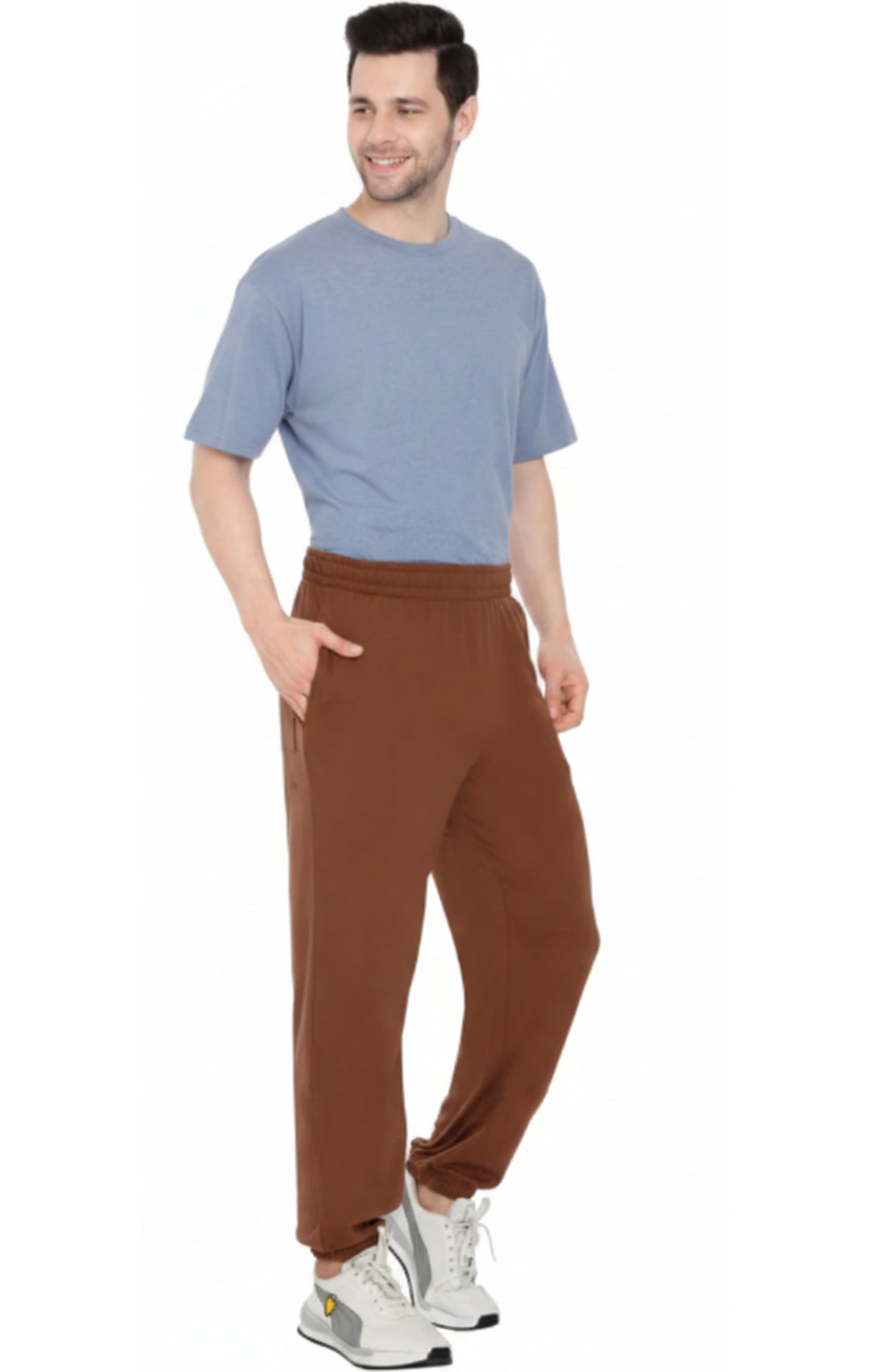 Men's Pull-On Elastic Waist Knit Pants - Relaxed Fit Lounge Trousers