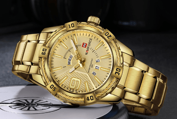 Men's Waterproof Chronograph Watch with Date Display - Modern Metal